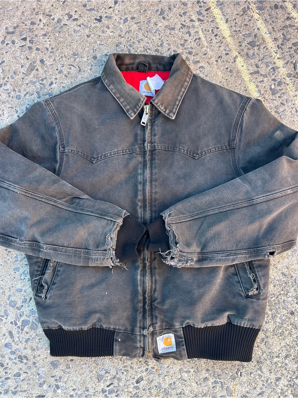 Vtg 90s Distressed And Faded Carhartt Jacket J13 BLK Santa Fe Size M - Picture 4 of 11